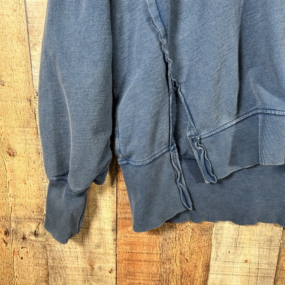 Anthropologie Pilcro Pintuck Henley Sweatshirt XS Blue Oversized Boho Pullover - Picture 2 of 6